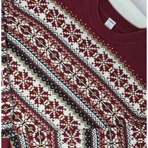 VINTAGE Fair Isle Sweater Men's XL Red Long Sleeve‎ Gymboree All Aboard Winter